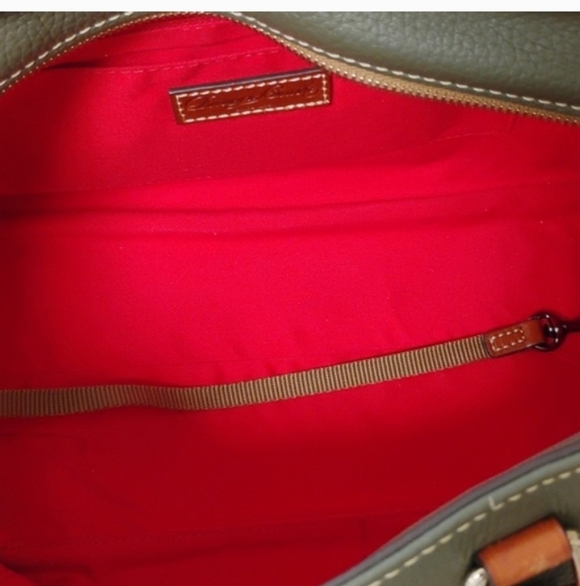 Dooney & Bourke Green Leather Satchel with Brown Accents - Picture 9 of 10